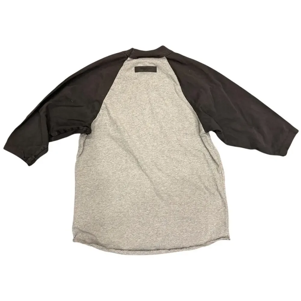 Fear of God Essentials Kids Baseball Raglan Tee Gray Black Size 8